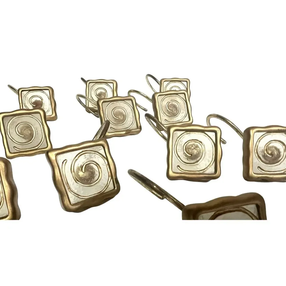 Vintage 90s Y2K Gold Ornate Spiral Shower Curtain Hooks Plastic Set of 12
